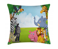 Kids Safari Animals Pillow Cover