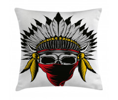 Skull with Feathers Veil Pillow Cover