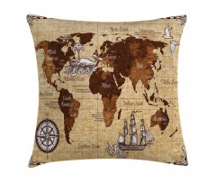 Retro Sketch World Map Pillow Cover