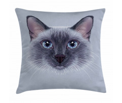 Siamese Cat Portrait Pillow Cover
