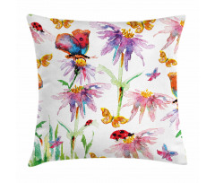Flower Butterfly Bug Pillow Cover