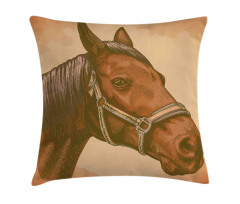 Engraving Horse Head Pillow Cover