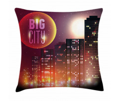 Urban City Night Skyline Pillow Cover