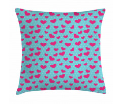 Pink Heart on Polka Dots Pillow Cover