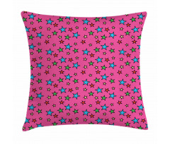 Hot Pink Retro Stars Pillow Cover