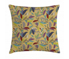 Hand Drawn Leaf Swirls Pillow Cover