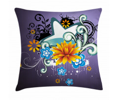 Stars Flowers Swirls Pillow Cover