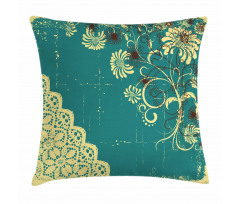 Retro Flora Lace Frame Pillow Cover