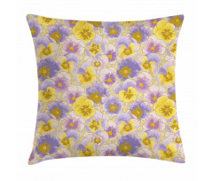 Hand Drawn Pansy Garden Pillow Cover