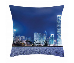 Hong Kong Skyline Night Pillow Cover