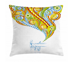 Pianist Swirls Colorful Pillow Cover