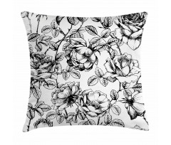 Hand Drawn Rose Petals Pillow Cover