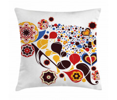 Flowers Hearts Notes Pillow Cover