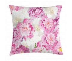 Mosaic Peony Flowers Art Pillow Cover