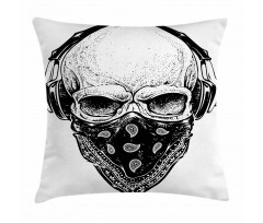 Gothic Skull Headphones Pillow Cover