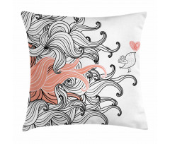 Graphic Swirls Wave Bird Pillow Cover