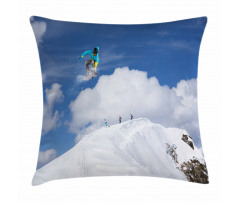 Snowboarder Mountaintop Pillow Cover