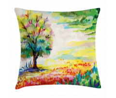 Colorful Rural Scenery Pillow Cover