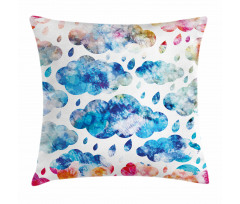 Clouds Raindrops Pillow Cover
