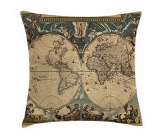 Old Map World Pillow Cover
