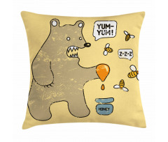 Bear Bees Honey Comic Pillow Cover