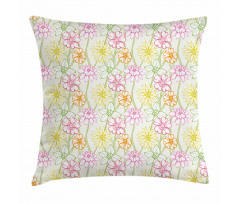 Colorful Flowers Sketchy Pillow Cover