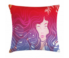 Little Mermaid Face Hair Pillow Cover