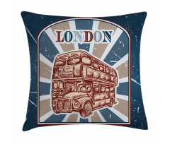 English Bus Grunge Art Pillow Cover