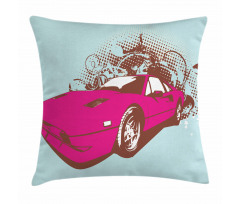 Old Car Cartoon Style Pillow Cover