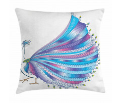 Stylized Peacock Feather Pillow Cover