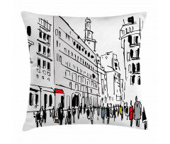 Ink Cityscape Street View Pillow Cover