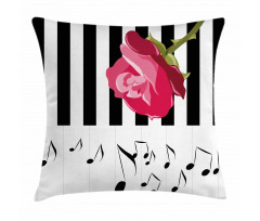 Red Rose on the Piano Pillow Cover