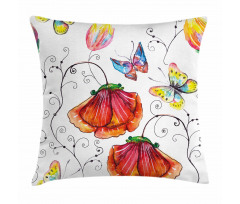 Swirled Flowers Flamingo Pillow Cover