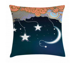 Clouds Stars and Moon Pillow Cover