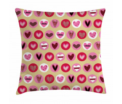 Cartoon Style Hearts Pillow Cover