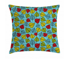 Falling Leaves on Blue Pillow Cover