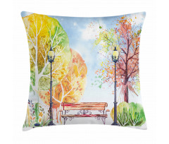 Autumn Park Tree Lantern Pillow Cover