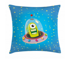 Comic UFO and Alien Pillow Cover