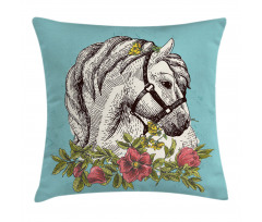 Boho Horse Opium Popy Pillow Cover