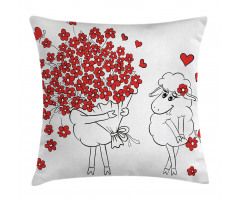 Lover Goats Hearts Pillow Cover