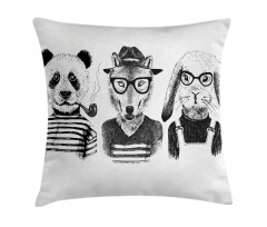 Hipster Panda Cigar Fox Pillow Cover