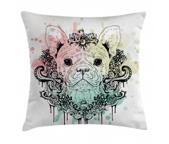 French Bulldog Flowers Pillow Cover