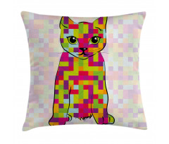 Cat Digital Colors Pillow Cover