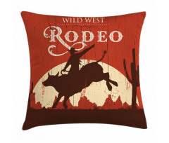 Rodeo Cowboy Rides Bull Pillow Cover