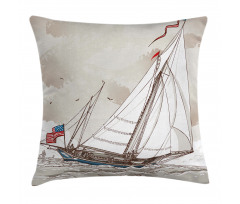 Antique American Yacht Pillow Cover