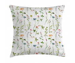 Herb Flowers Watercolors Pillow Cover