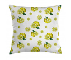 Lemon Slices Leaves Pillow Cover