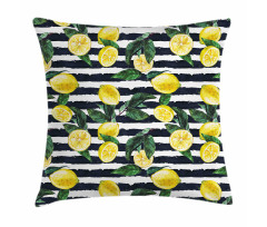 Fresh Lemons Striped Pillow Cover