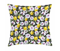 Hibiscus Petals Lemons Pillow Cover