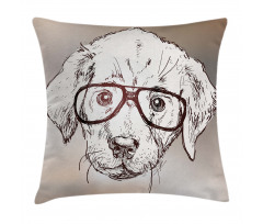 Hipster Puppy Glasses Pillow Cover